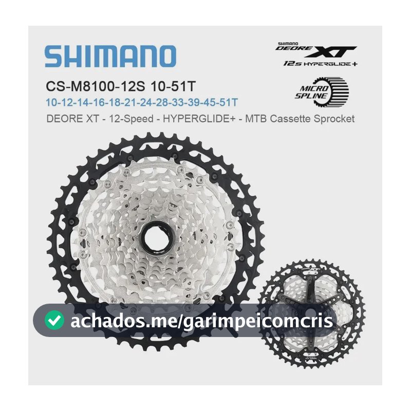 Cassete Shimano Deore Xt M8100 10-51 De 12 Velocidades Preto