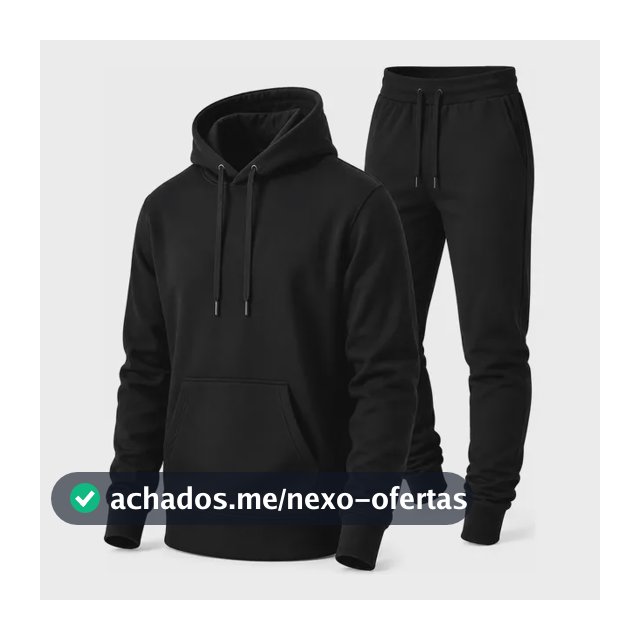 Conjunto Calça E Blusa De Moletom Liso Masculino Unissex Gg Preto