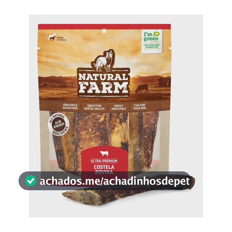 Petisco Para Cachorro Costela Bovina 6 Unidades Natural Farm