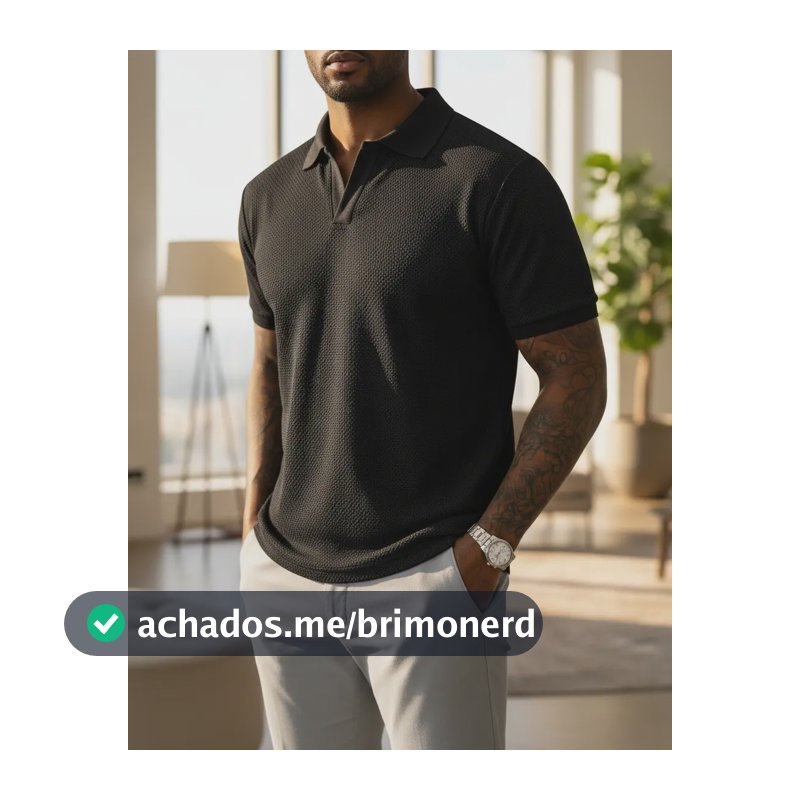 Camiseta Gola Polo Masculina Tricô Premium Preto M