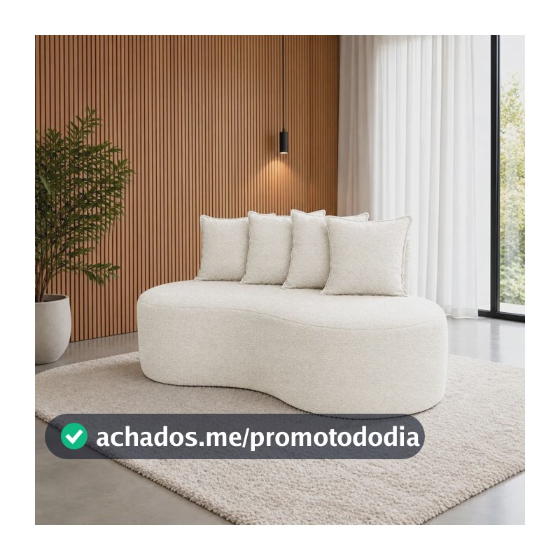 Sofá Curvo 2 Lug. 160 Cm Ravena Organico Boucle Bege Bege