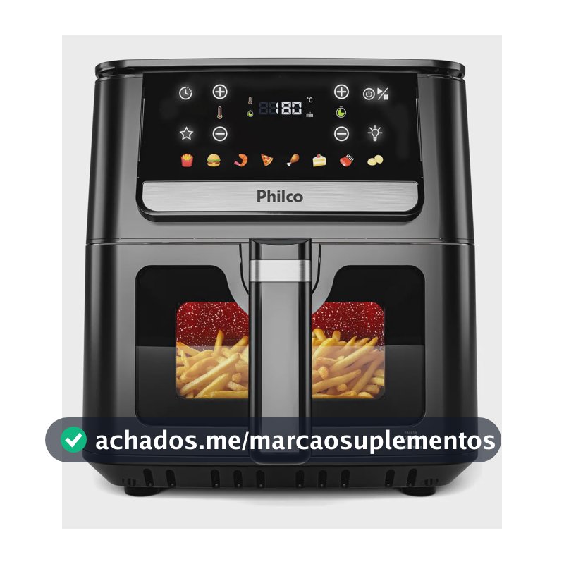 Air Fryer Philco 6,5L Visor Glass e Redstone 1700W PAF65A