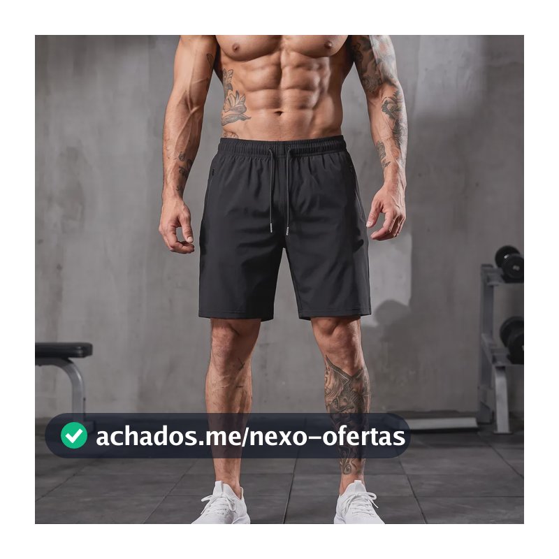 Short Masculino Bermuda Esportiva Slim Fit Secagem Rápida Preto G