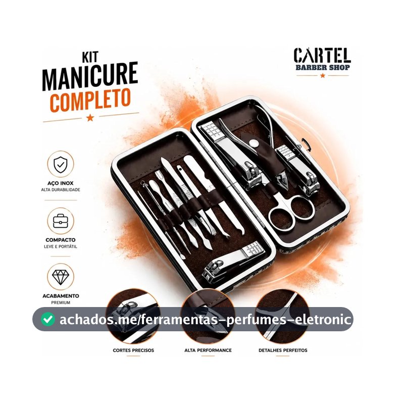 Kit Cortador De Unha Portátil Estojo Alicate Manicure 12 Pç - Desencravador De Unha Manicure Alicate Lixa Profissional Tesoura Empurrador De Cutículas Pinça Portátil Dobrável