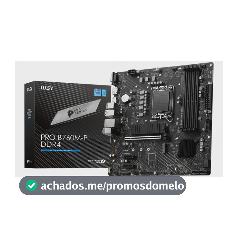Placa-mãe Msi Pro B760m-p Lga1700 Ddr4 Micro Atx cor preta