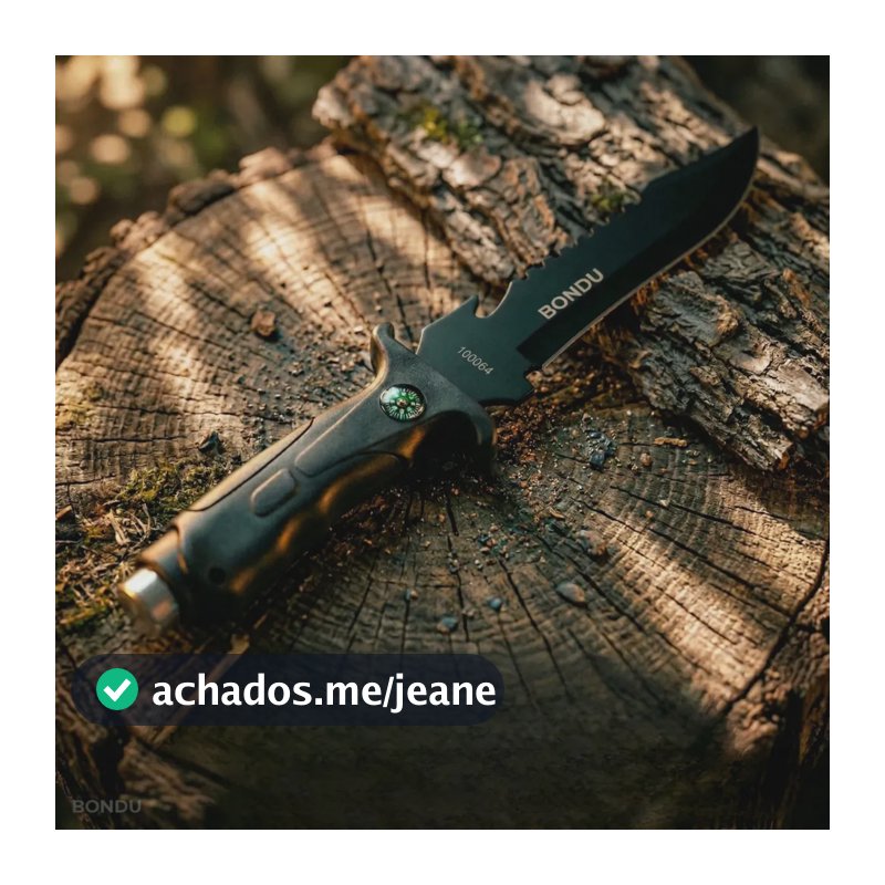 Faca Tática Pescador Lâmina Afiada Aço Inox Corta Limpa Peixe Churrasco Com Bainha + Quebra Vidro - Bondu