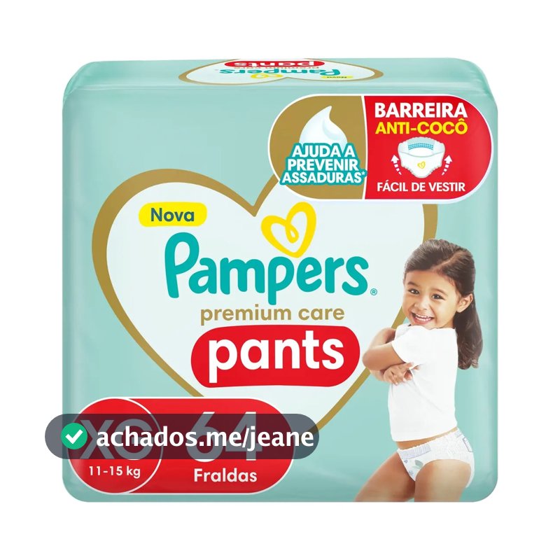 Fralda Pampers Premium Care Pants XG, 64 Unidades