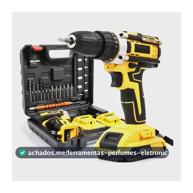Parafusadeira Furadeira 48v Profissional 2 Baterias Sem Fio Amarelo 127/220v 50hz/60hz