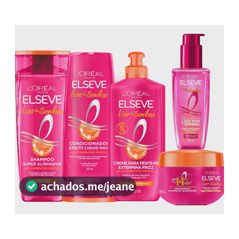 Kit Liso Dos Sonhos Elseve Mascara Alinha Fibra Sérum Loreal