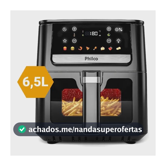 Air Fryer Philco 6,5L Visor Glass e Redstone 1700W PAF65A