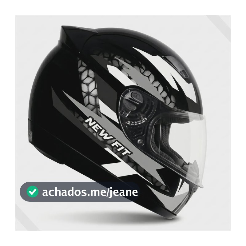 Capacete Fechado Ebf New Fit Control Esportivo Moto Preto Prateado Brilhante 57/58
