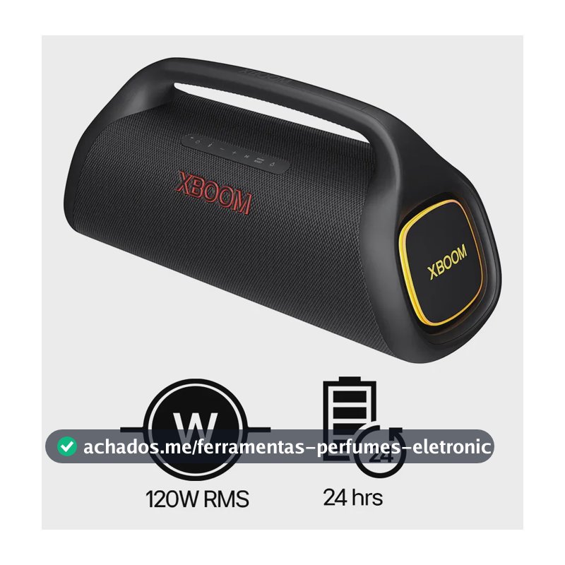 Caixa de Som LG XBOOM GO XG9S Bluetooth 5.3, 50W, Som Potente, LED Personalizável, Party Mode, Resistente à Água IPX7, Bateria Longa Duração e Design Compacto