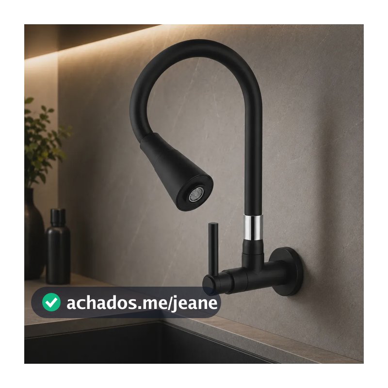 Torneira Gourmet Parede Cozinha Preta Flexível 2 Jatos Chuveirinho Cone 1/4 Volta Luxo Premium Silicone Cone Mais Vendida Preto Fosco
