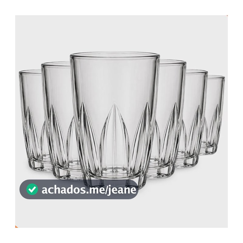 Jogo De 6 Copos 240ml Em Vidro Para Água Suco E Refrigerante 6 Peças