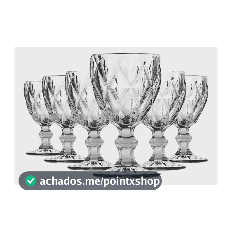 Jogo De Taças Diamond Vidro Taça De Vinho 340 Ml 6 Pçs 6 Taças Vinho Água De Vidro 340ml Diamond Transparente
