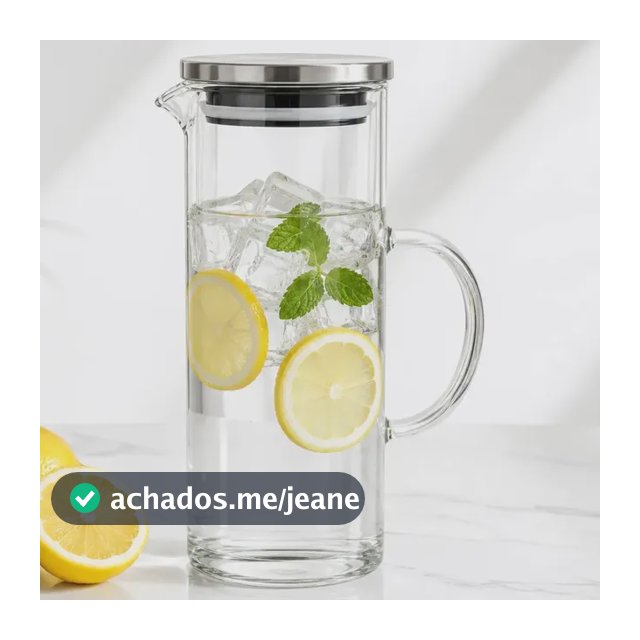 Jarra De Vidro Borossilicato 1,1 L Com Tampa Inox Vedação Hermética com Alça Para Sucos Água Chá Bebidas Resistente Transparente Carneiri
