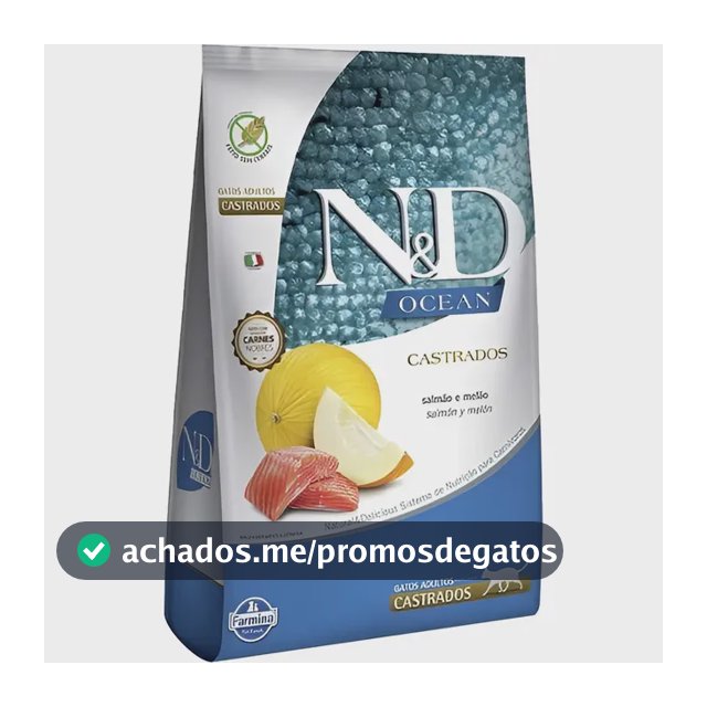 N&d Ocean Salmão E Melão Para Gatos Ad Castrados 7,5 Kg