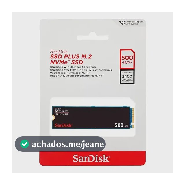 Ssd Sandisk Plus 500gb M.2 2280 Pcie Gen3 Nvme SDSSDA3N-500G-G26 Preto