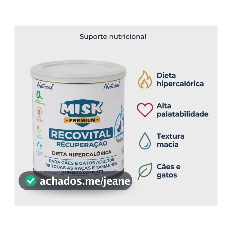 Ração Úmida Misk Recuperação Cães E Gatos Recover 280g