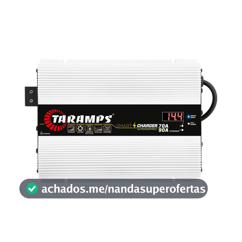 Fonte Automotiva 70a 90a Taramps Smart Charger Bivolt 70 Amperes Carregador Bateria Caixa Bob Som Automotivo