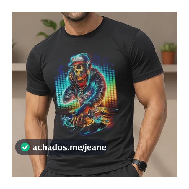 Blusa Camiseta Dj Music Fone Caveira Skull Camisa Masculina