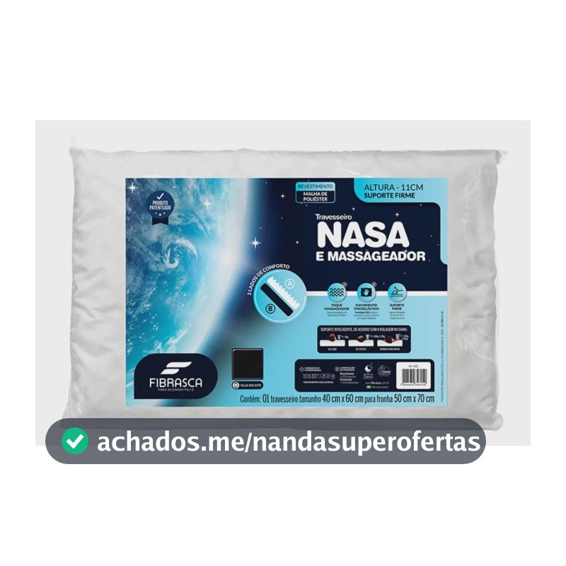 Travesseiro Nasa E Massageador Perfil Baixo Fibrasca Para Fronhas 50x70 Cor Branco
