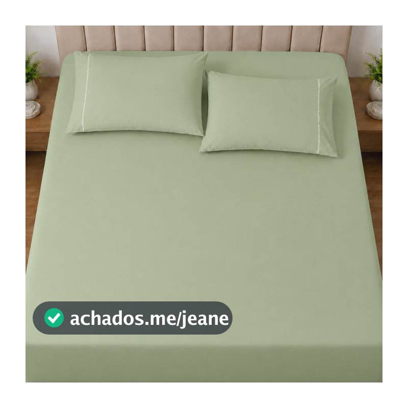 Jogo De Lençol Casal 3 Peças Percal 400 Fios Acetinado Verde