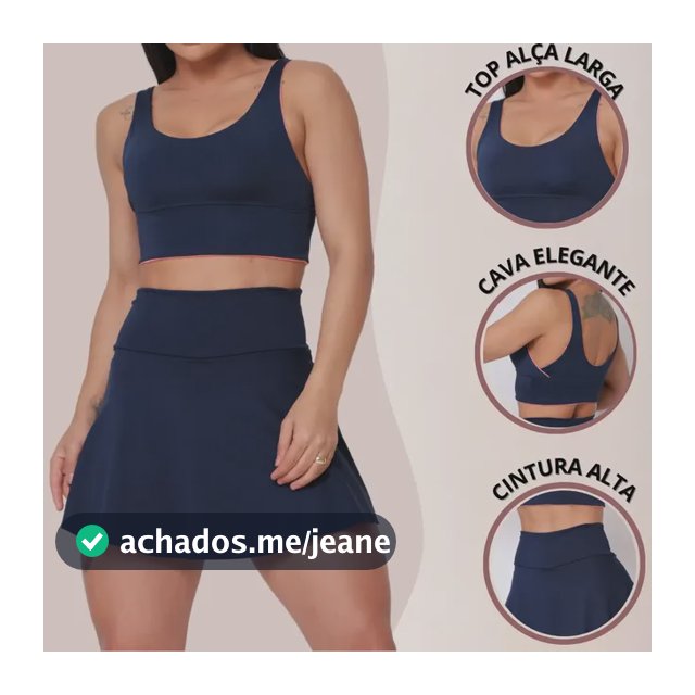 Conjunto Feminino Academia Short Saia Com Top Sustentação
