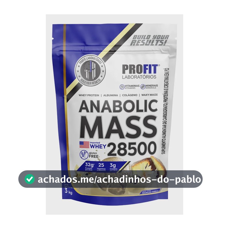 Proteína ProFit Laboratórios Hipercaloricos Anabolic Mass 28500 em pó sabor Baunilha x 3kg