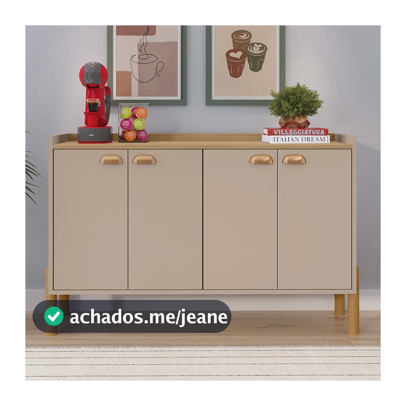 Aparador Buffet Cantinho Cafe Organizador Com 4 Portas Luxo Hanover/fendi