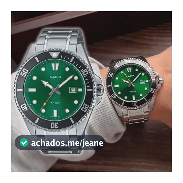 Relógio Casio Duro Masculino Verde Resistente Aço 20 Atm MDV107D3A2VDFSC