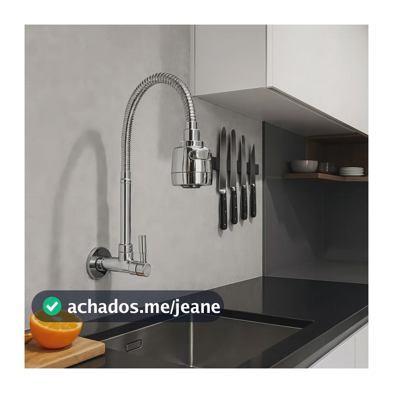 Torneira Gourmet de Parede Dex, Bica Móvel e Flexível, para Cozinha e Área Gourmet