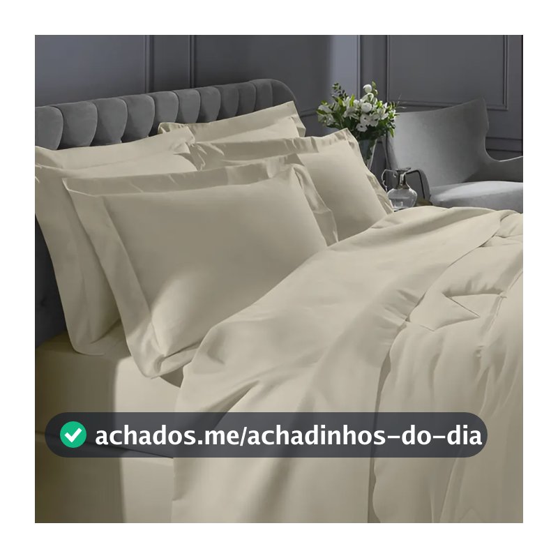 Lençol Queen Percal 1000 Fios 100% Algodão Egípcio Acetinado Cor Marfim