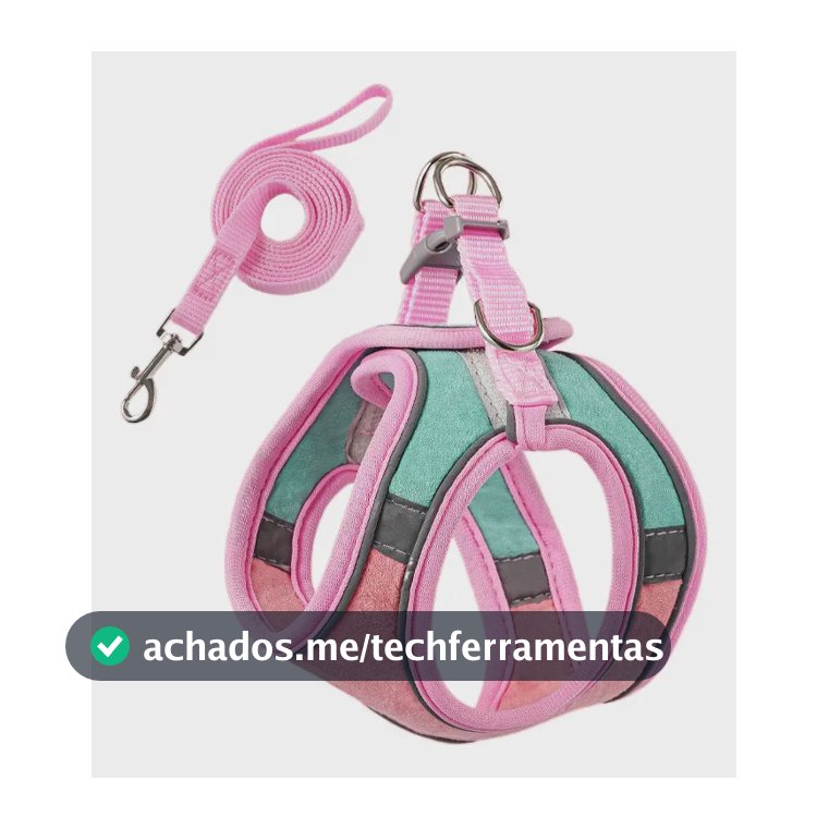 Coleira Peitoral Refletivo Com Guia Para Gatos Cachorros Rosa P 1-2kg