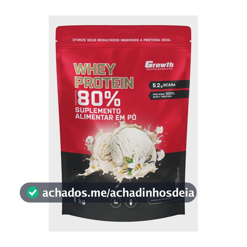 Whey Protein Growth Concentrado 1kg – Sabor Baunilha