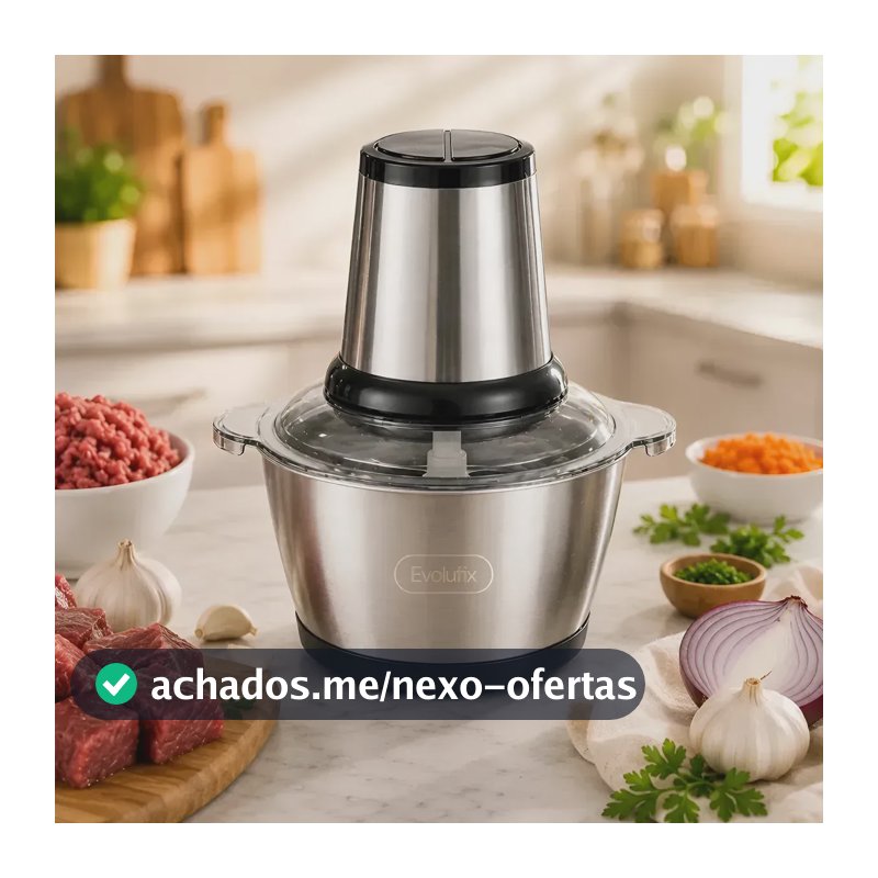 Multiprocessador Triturador Moedor 2 Litros Inox 110v Elétrico De Alimentos Processador Picador De Cozinha Cozinheira Cortador De Aço Inoxidável Evolufix
