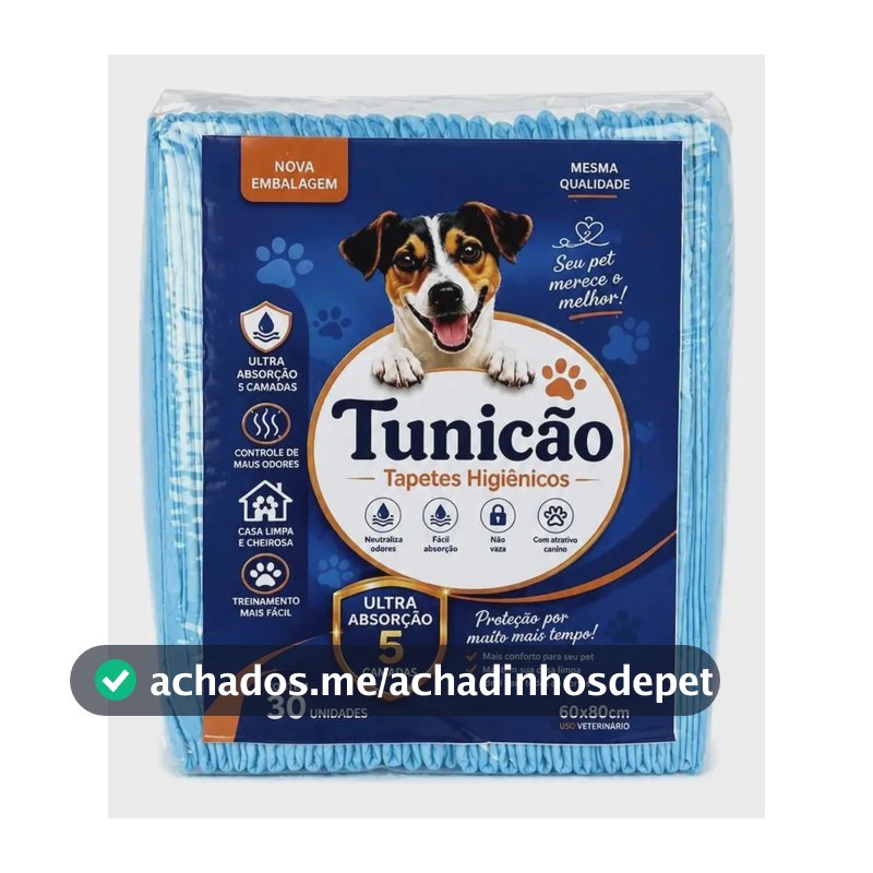 Tapete Higiênico Para Cachorros 60x80cm 30 Unid - Tunicão Azul