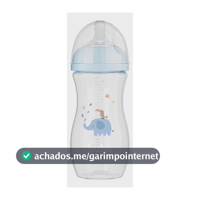 Mamadeira Easy Flow Elefante 330ml Anticólica Buba Cor Azul