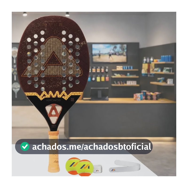 Raquete Beach Tennis Ama Sport Kronos Preto E Marrom Escolha