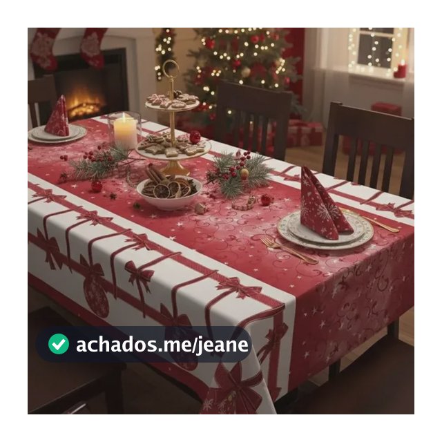 Toalha De Mesa Natal Luxo Decorativa Retangular 4/ 6 Lugares
