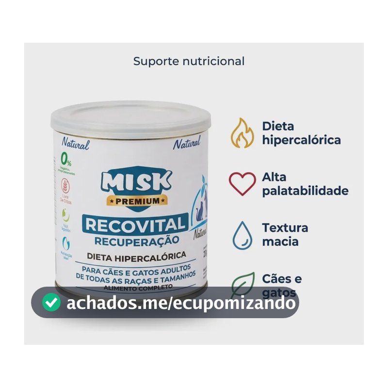 Ração Úmida Misk Recuperação Cães E Gatos Recover 280g