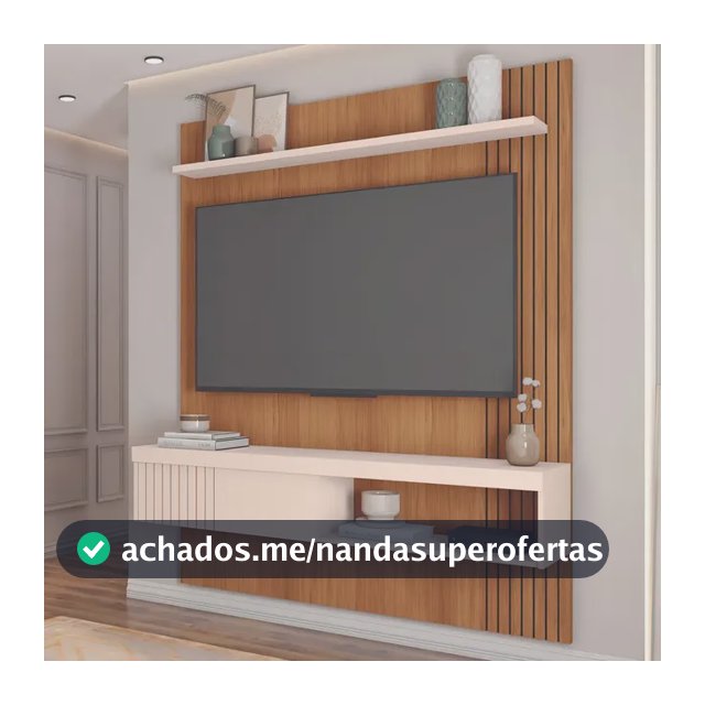 Painel Para Tv Ate 55 Esmeralda Caemmun 1,50 Cor Freijó/off White