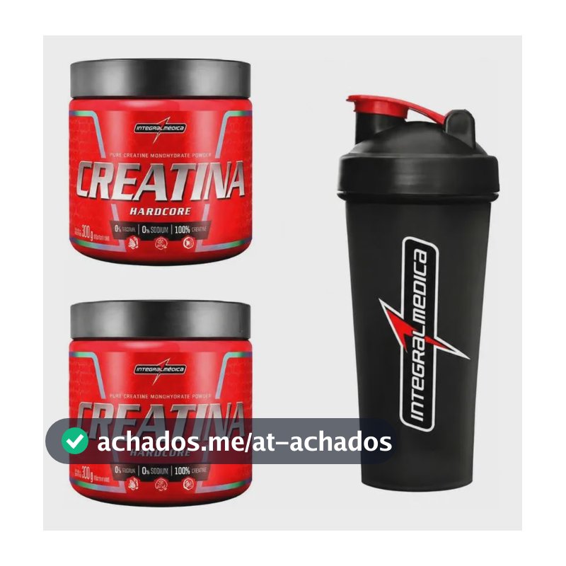 Kit 2 Creatina Integralmedica 300g + Coqueteleira 600ml Neutro