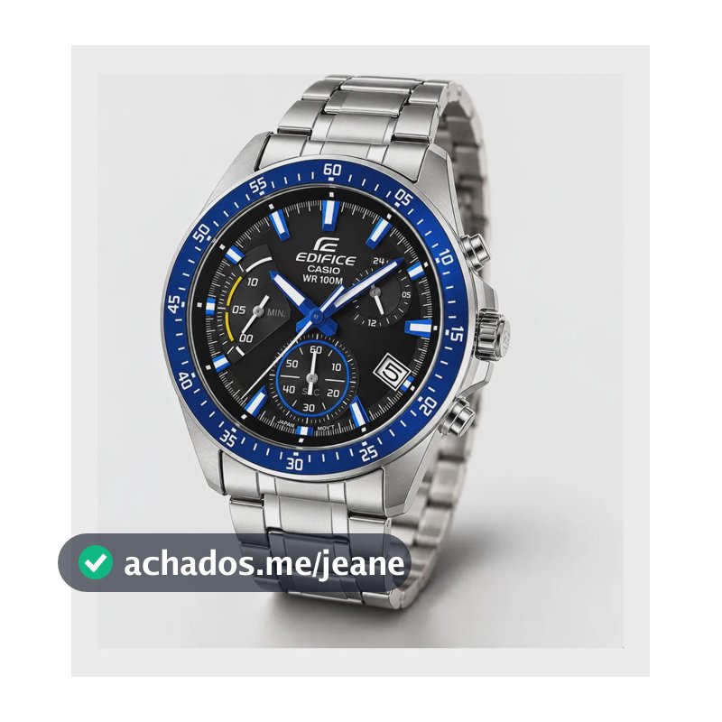 Relógio Casio Masculino Edifice Prata Azul Efv-540d-1a2vudf Prateado Azul Preto