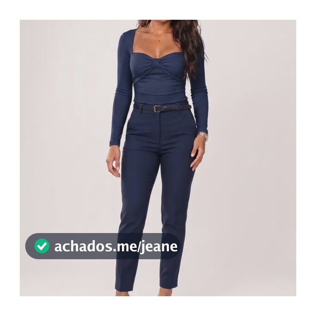 Blusa Feminina Decote Coração Manga Longa Elegante Azul Liso M