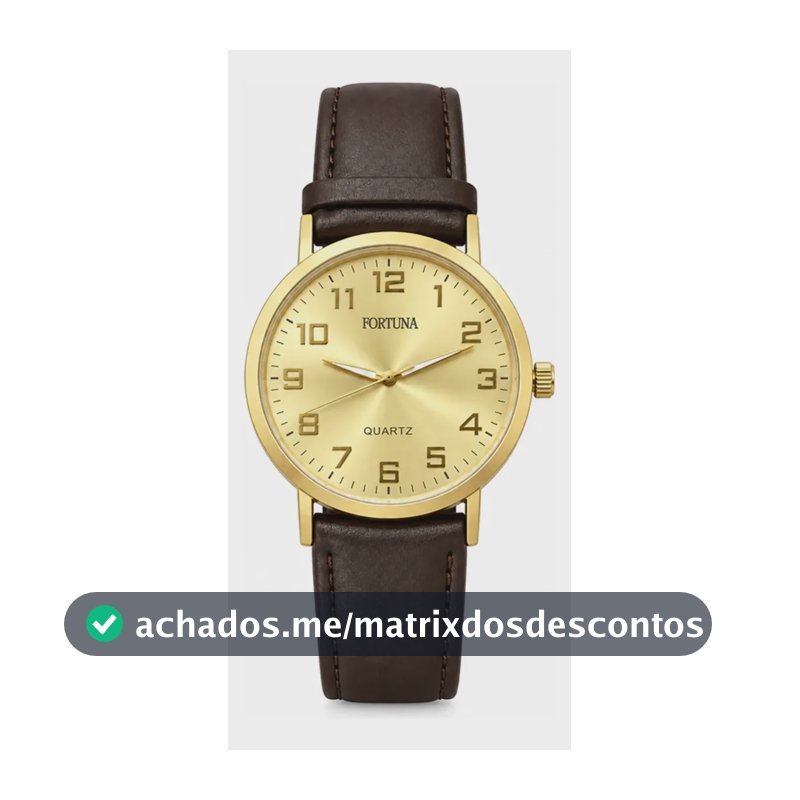 Relógio De Pulso Masculino Minimalista Old Money Fortuna Marrom Cx Dourada