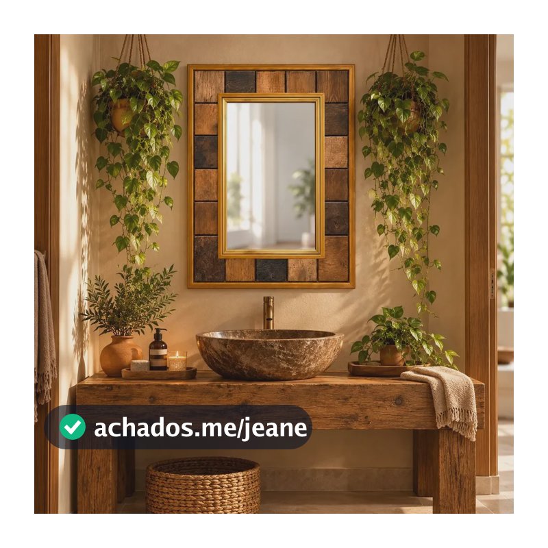 Espelho Decorativo Grande Com Moldura Madeira Dourado
