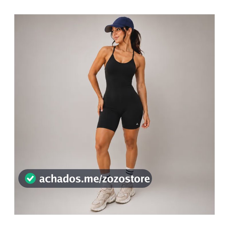 Macaquinho Fitness Feminino Macacão Treino Ginástica Preto Liso M