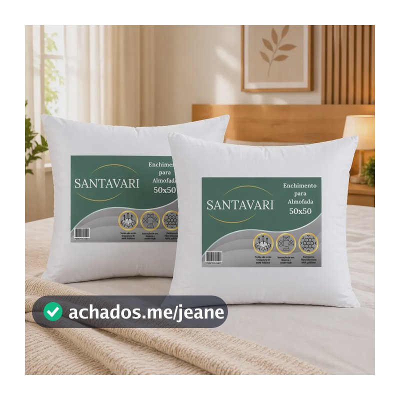Enchimento Almofada Fibra Siliconada 50x50 Cm Kit 2 Unidades Branco 50x50
