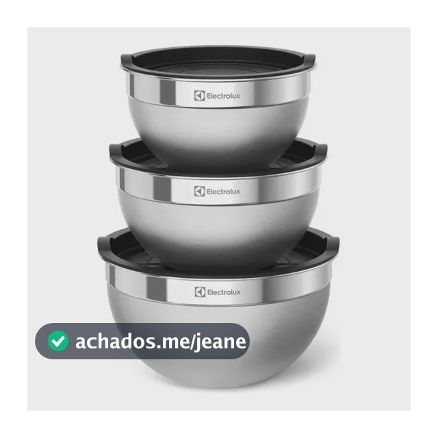 Electrolux Kit Bowls Tigelas em Inox com Tampa Plástica 3 Unidades Utensílios Domésticos de Cozinha